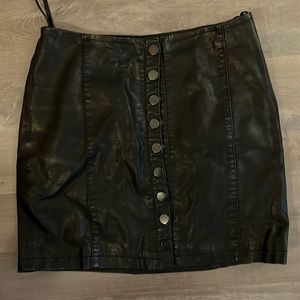 Sexy leather mini skirt